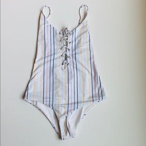 Reversible lace up front & back swimsuit